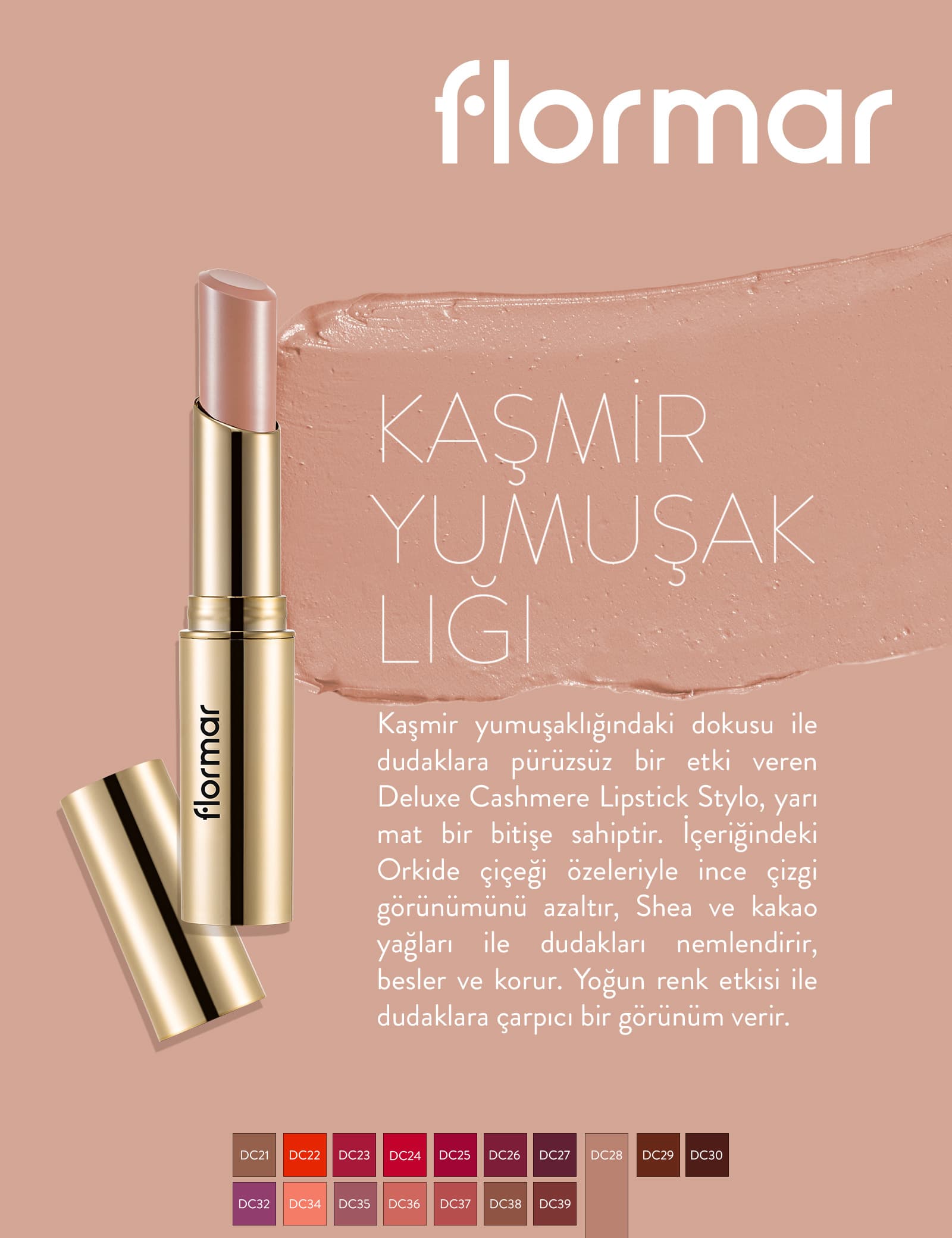 Deluxe Cashmere Glossy Finish Moisturizing Lipstic